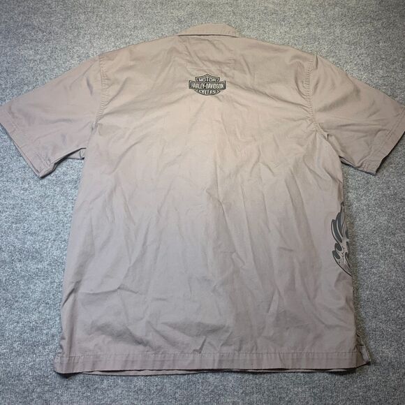 harley-davidson men's large button down shirt grey - Picture 2 of 8